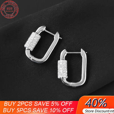 s925 Sterling Silver Stud Earrings Geometric Interlocking Square Earrings Female Personality Fashion Luxury Monaco Jewelry