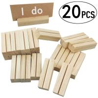 20pcs Natural Wood Name Memo Clips Photo Holder Clamp Business Card Stand Desktop Message Organizer Clips Pins Tacks