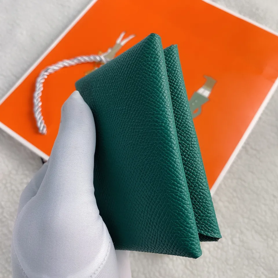 Replica Hermes Calvi Card Holder In Green Epsom Leather