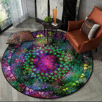 Retro Ethnic Style Purple Mandala Round Carpet Mat Colorful Starry Sky Geometric Flower Center Rug For Living Room Fashion