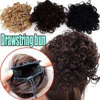 Synthetic Chignon Messy Scrunchies Messy Curly Hair Bun Scrunchie Extensions Drawstring Ponytail Extensions For Woman Blackbrown