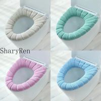 Toilet Seat Cover Keep Warm Pumpkin Pattern Closestool Mat Knitting Soft O-shape Pad Toilet Seat Washable Bathroom Accessories Toilet Covers