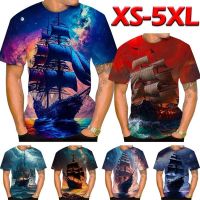 ใหม่เรือใบ3d พิมพ์เสื้อยืดผู้ชายสบายๆตลกฮิปฮอปสไตล์ฮาราจูกุแขนสั้นด้านบน