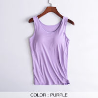 Women Tank-Top Built-in Bra Padded Stretchable Modal Push-Up Tops Camisoles Tube Vest Sleeveless Sexy Casual Korean SA1001