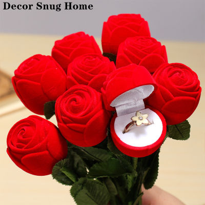 【Free Shipping】เสน่ห์วันวาเลนไทน์ดอกกุหลาบแหวนต่างหูสร้อยคอกรณีกล่องแสดงแพ็คข้อเสนอกล่องแหวนแต่งงาน