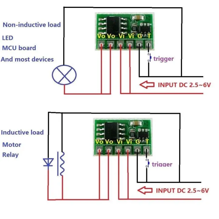 DYKB DC 2.5V-6V 3V 5V 6A Bistable Flip-Flop Latch Switch Circuit Module ...