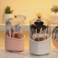 Portable Rotating Makeup Organizer Portable Makeup Brush Organizer Makeup Brush Holder With Lid Portable Makeup Organizer With Lid Lipstick And Eyebrow Pencil Storage Box