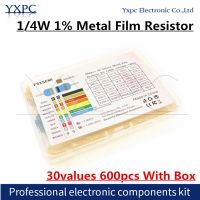 30valuesx20pcs 600pcs 1/4W Resistance 1 Metal Film Resistor Pack Assorted Kit 1K 10K 100K 220ohm 1M Resistors