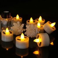 12 Pieces Plastic Solar Energy Candle Yellow Light Power LED Flameless Electronic Tea Lights Lamp For Outdoor