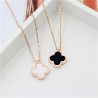 Cabecade Titanium Steel Rose Gold Clover สร้อยคอสองด้านผู้หญิง Clavicle Chain เครื่องประดับ