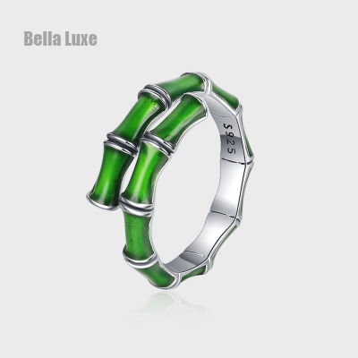 แหวนไม้ไผ่สีเขียว S925สเตอร์ลิงเครื่องประดับเงินร้อยหนึ่งแหวนใส่นิ้วเงินTH