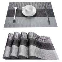 [HOT ZEXKLIOALQAQ 529] Placemats สำหรับโต๊ะรับประทานอาหารพีวีซีไม้ไผ่แบบตารางเสื่อหลายสีไม่ลื่นทนความร้อนล้างทำความสะอาดได้ทำความสะอาดง่าย