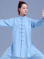 Linen Blend Kung Fu Tai Chi Clothing Martial Arts Clothes Taijiquan Wushu Uniform Wing Chun Multicolor 2022 New Style Light Blue