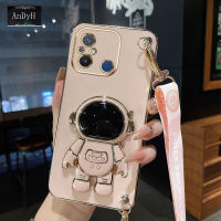 AnDyH Long Lanyard Casing For Xiaomi Redmi 12C 11 Prime 4G Phone Case Cute Astronaut Desk Holder Redmi 11A Casing Xiaomi POCO C55