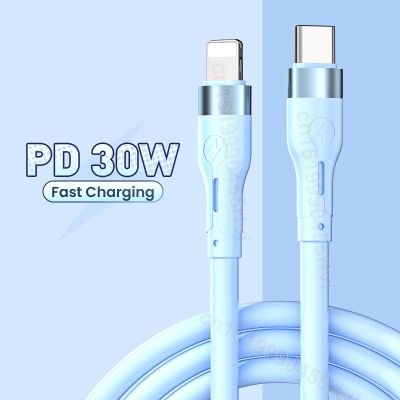 [HOT RUXMMMLHJ 566] PD30W USB C สายชาร์จสำหรับ iPhone 14 13 12 Pro Max ซิลิโคนเหลวต้นกำเนิดโทรศัพท์มือถือสายชาร์จแบตเตอรี่ Type-C สายรับส่งข้อมูล