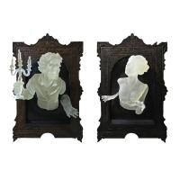 Ghost In The Mirror Wall Plaques Resin Luminous Ornament Mirror Halloween Horror Ghost Photo Frame Props Resin Wall Decoration everybody