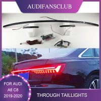 โคมไฟกางเขนหลอดไฟแบบกว้างสัญญาณเลี้ยว LED สไตล์ใหม่สำหรับรถ Audi A6ใหม่ดัดแปลง C8ลำแสงใหม่ผ่านการรับประกันหลอดไฟด้านหลังลำต้น