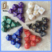 NICOLEY 7Pcs/set เกมตาราง ลูกเต๋า DND 7-Die D4 D6 D8 D10 D12 D20 ลูกเต๋าเกม หลายเหลี่ยมเพชรพลอย เกมปาร์ตี้ปาร์ตี้ ลูกเต๋าหลายด้าน TRPG DND