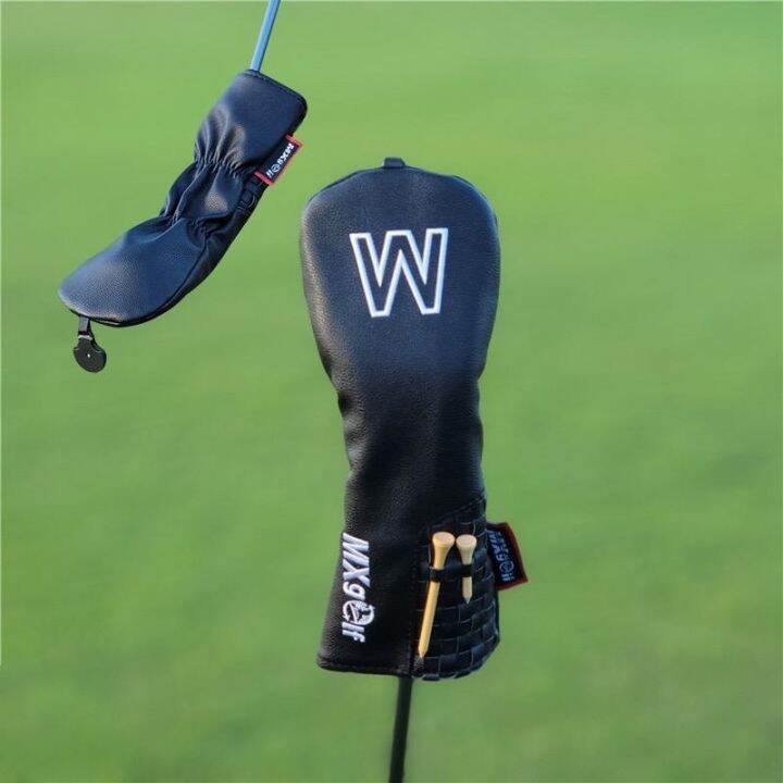 simple-universal-golf-club-headcovers-with-spikes-tee-for-driver-fairway-wood-hybrids-covers-waterproof-pu-leather-protector