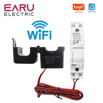 Tuya สมาร์ท Wifi/zigbee รางดินมิเตอร์ KWH ไฟฟ้าเฟสเดียว AC 110V 240V 50A 63A CT มิเตอร์วัด AC แอปพลังจอตรวจสอบเวลาจริง
