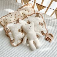 ♙✸♧ 0 To 6 Month Cotton Gauze Baby Pillow Baby Shaped Pillow Lace Newborn Head Type Anti Deflection Head Correction