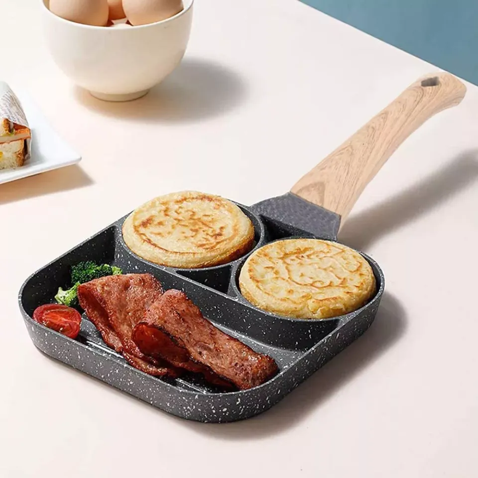 Medical Stone Breakfast Pan,Nonstick 3 Section Frying Pan And Egg