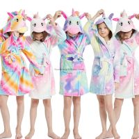 {Xiaoli clothing} Kigurumi เสื้อคลุมอาบน้ำสำหรับเด็กสาวสัตว์สักหลาดชุดนอนเด็กสายรุ้งยูนิคอร์นเสื้อคลุมอาบน้ำเด็ก P Eignar เด็กผ้าขนหนูเสื้อคลุม