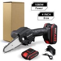 1080W 4Inch 88VF Mini Electric Chain Saw With Upgraded Battery Rechargeable Woodworking Pruning One-Handed Saw Garden Power Tool