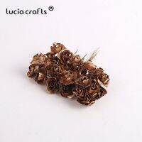 Lucia Crafts 36ชิ้น/ล็อต Scrapbooking ลูกหม่อนปลอมกุหลาบกระดาษช่อลวด A0101ดอกไม้งานแต่งงาน