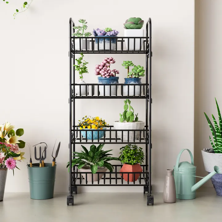 Garden Plants stand rack with Wheels Indoor Corner Antirust Metal