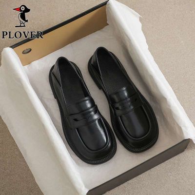 ✹ PLOVER Woodpecker small leather shoes for women new British style spring and autumn plus velvet JK loafers lazy flat shoes for women