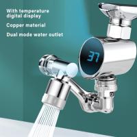 [HOT BEIJMKLHIW 547] Faucet Extender With Temperature Display 1080 Degree Rotatable Sprayer Head Copper Universal Bathroom Tap Extend Adapter 2 Modes