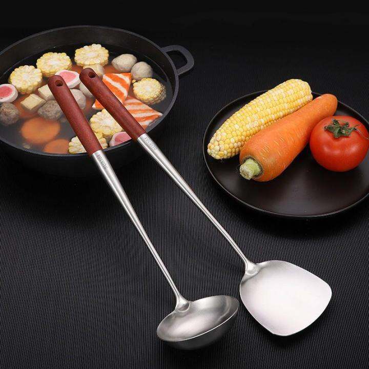 Stainless steel frying spoon 304 spatula extended handle household set ...