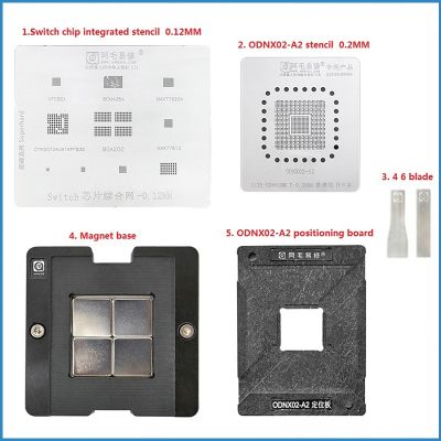 ชุดต่อลายฉลุ ODNX02-A2 5In1 BGA CPU สำหรับผู้เล่นเกมส์สวิตช์สลับบัดกรีขาดีบุกตาข่ายตาราง