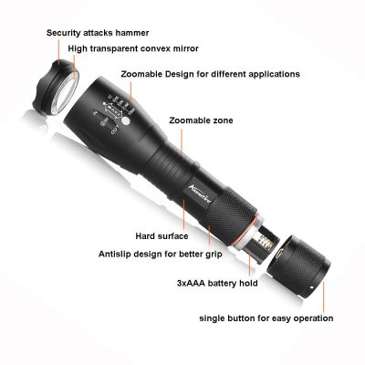 Alonefire E17 T6+395nm LED Dual Light Source Rechargeable UV Flashlight Fluorescent Agent Black Light Detection UV Light