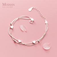 Modian New 925 Sterling Silver Little Balls Love Hearts Charm Bracelet for Women Adjustable Link Chain Fine Jewelry Lover Gift