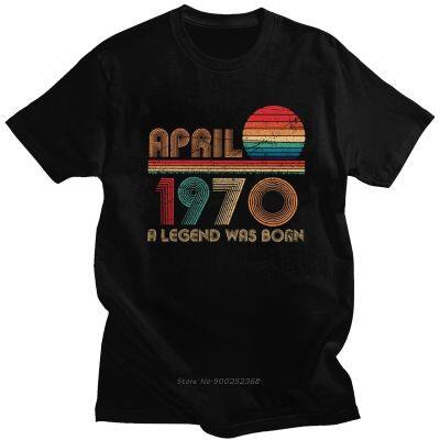 Retro Legends Are Born In 1970 T-Shirt Men Short Sleeve O-Neck Cotton Sunset Tshirt 50Th Birthday Gift April 50 Years Tee Shirts 【Size S-4XL-5XL-6XL】