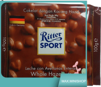 Milk Chocolate &amp; Whole Hazelnuts Ritter Sport 100 G. นำเข้า.