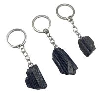 Raw Black Tourmaline Keychain Handbag Charm Good Luck and Blessing Natural Black Quartz Keyring Great Gift Key Chains