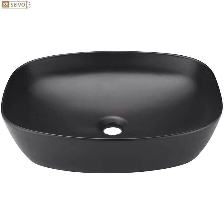 20"x15" Matte Black Bathroom Vessel Sink Modern Above Counter Bathroom