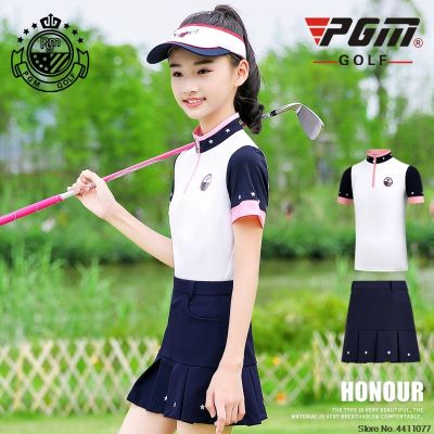 ☜✖ Teenager Girls Golf Skirts Set Short Sleeve Breathable Shirt Pleated Skirt Children Quick-dry Tennis Badminton Wear D0785