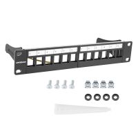 10-Inch 12-Port Blank Patch Panel Rack Installation Including Cable Management Support Rods for Cat.5E/Cat6 RJ45 Modules