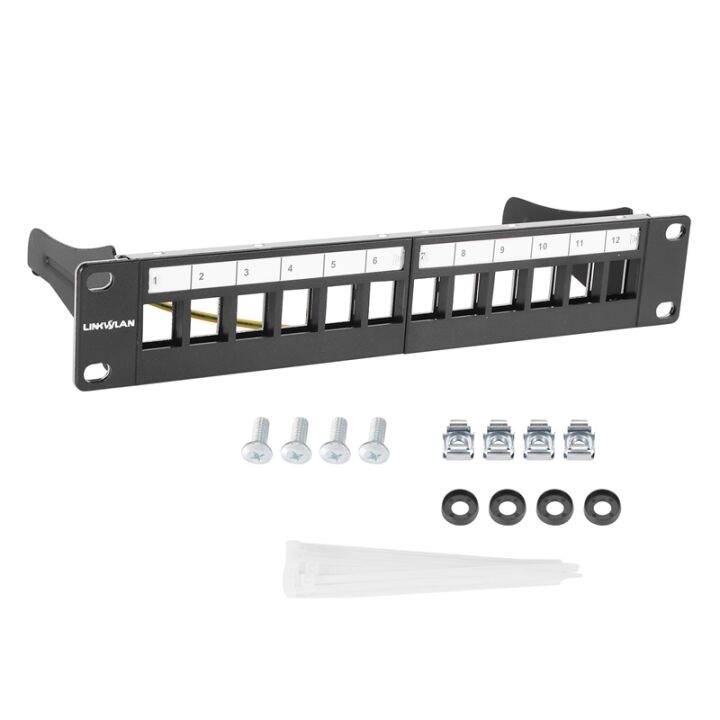 10-Inch 12-Port Blank Patch Panel Rack Installation Including Cable ...