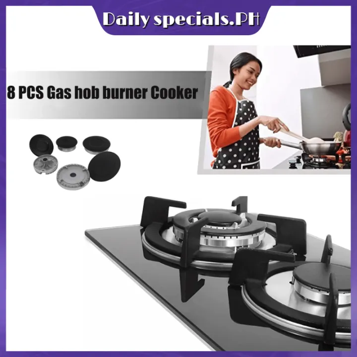 8PCS Universal Burner Hat Set Cooker Oven Hob Gas Burner Crown Flame