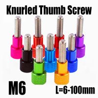 2PCS M6 L 6 100mm Colourful Aluminium Alloy Stainless Knurled Thumb Screw Hand Grip Knob Step Bolt Screw Hand Tighten Screw