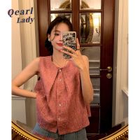 QearlLady เสื้อ Kemeja Tanpa Lengan คอกลมสำหรับผู้หญิง,504b160เสื้อทรงหลวมสั้นฤดูร้อน