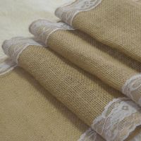 [HOT EXQQUZIOWGWD 116] Rustic Jute Hessian Table Runner Vintage กลางแจ้งหญ้างานแต่งงาน Tabel ตกแต่งลูกไม้สีขาววันเกิดคริสต์มาสตาราง Cover