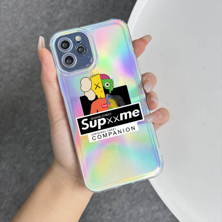 serpens-สำหรับ-xiaomi-redmi-10c-11a-12c-7-8-9t-เคส-a2-a1แฟชั่นยอดนิยม-kaws-เคสโทรศัพท์สลายเลเซอร์หมีสายรุ้งใสขอบบางเฉียบ-tpu-นุ่มเฉียบเคสกันกระแทกมีสีสันในตัวฝาบัตรเลเซอร์