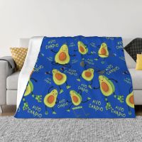 Ready Stock Sofa Fleece Yellow Avo Cardio Funny Fitness Avocado Pattern Blanket Warm Flannel Blankets for Bedding Car Couch