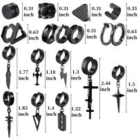 1-15คู่สแตนเลสสีดำ CZ แม่เหล็กต่างหูสตั๊ดสำหรับผู้ชายผู้หญิงปลอมห่วงห้อยไม่เจาะข้ามคลิปบนต่างหูชุด